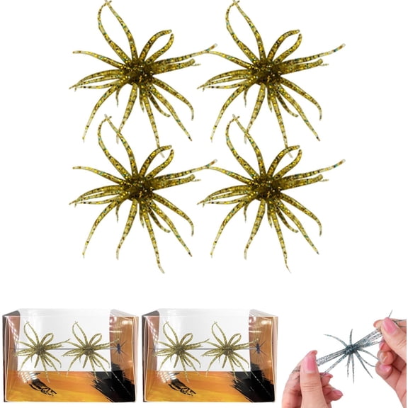 Sea Urchin Soft Bait - 4Pcs Realistic Fuzzy Dice Fishing Lure, with Reflective Stars for All Waters