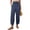 30# Navy, variant on Wide Leg Linen Pant for Women Elastic Waisted Casual Palazzo Harem Pants Summer Beach Trousers Capri Pant Black L