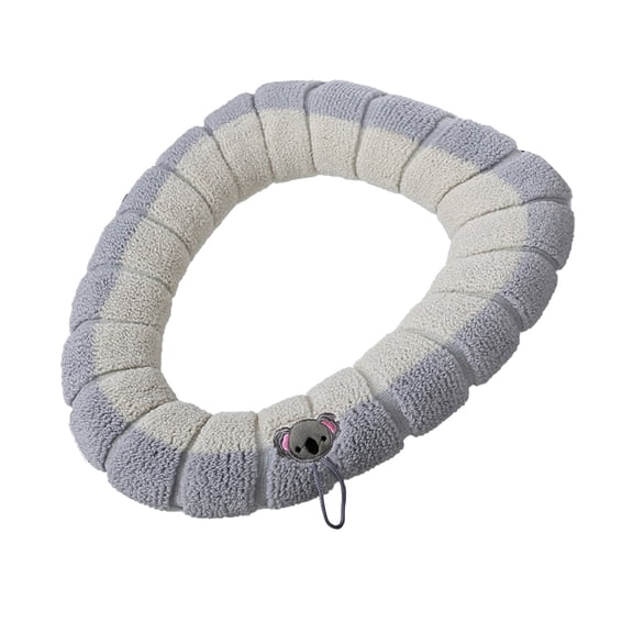 Universal Anti-Slip Toilet Seat Cover - Thick Plush Cushioned Warmer for Winter, Elastic & Washable Bathroom Seat Protector for Oval Toilets