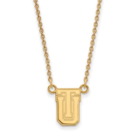 Sterling Silver Gold-plated LogoArt University of Tulsa T-U Small Pendant 18 inch Necklace QGP008UTL-18
