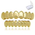 thumbnail image 1 of 18k Plated Gold Brass Tooth Set Shiny Hip Hop Gold Teeth Glossy, 1 of 5