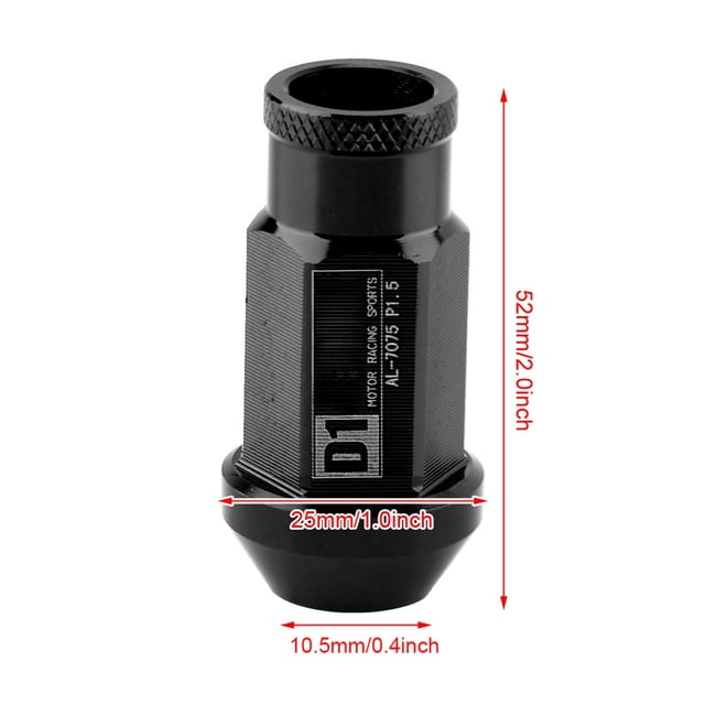 Tornillo para neumático de coche, rueda de carreras, tuerca de aluminio M12X1.5 (negro)