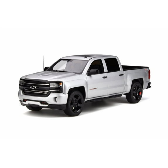 2018 Chevy Silverado Pickup Truck, Silver Ice Metallic - GT Spirit GT785 - 1/18 scale Resin Model Toy Car