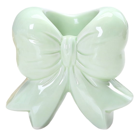 Light Green Bow Vase, 4.7 in / 12 cm Ceramic Vase with Cute Bowknot, Modern Vase Decorative Centerpiece for Home Decor, Table, Office, Pen Holder & Makeup Brush Storage