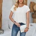 thumbnail image 2 of Timegard Womens Tops Cap Sleeve Eyelet Round Neck Summer Dressy Casual Loose Top Blouses Basic Shirts, 2 of 7