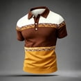 thumbnail image 4 of Men's Retro Color Block Striped Short Sleeve Polo Shirt, Classic Lapel 3 Button Placket Vintage Pique Knit Golf Tee, Casual Breathable Summer Polo Top for Men Daily Smart Casual Wear Sizes S-5XL, 4 of 4