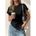 thumbnail image 4 of PRETTYGARDEN Womens Short Sleeve Crew Neck Trendy Shirts Spring Summer Y2K Going Out Tops Asymmetrical Ruched Blouse, 4 of 9