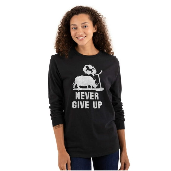 Never Give Up Rhino to Unicorn Gym Long Sleeve TShirt Men Women Brisco Brands S