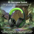 thumbnail image 6 of Wireless Gaming Headset 2.4GHz for PS5/PS4/PC/Switch,Bluetooth 5.3 Headphones with Noise-Canceling Mic, 7.1 Surround Sound, 70H Battery Life, RGB Lights, Foldable, Portable-Black&Green, 6 of 10