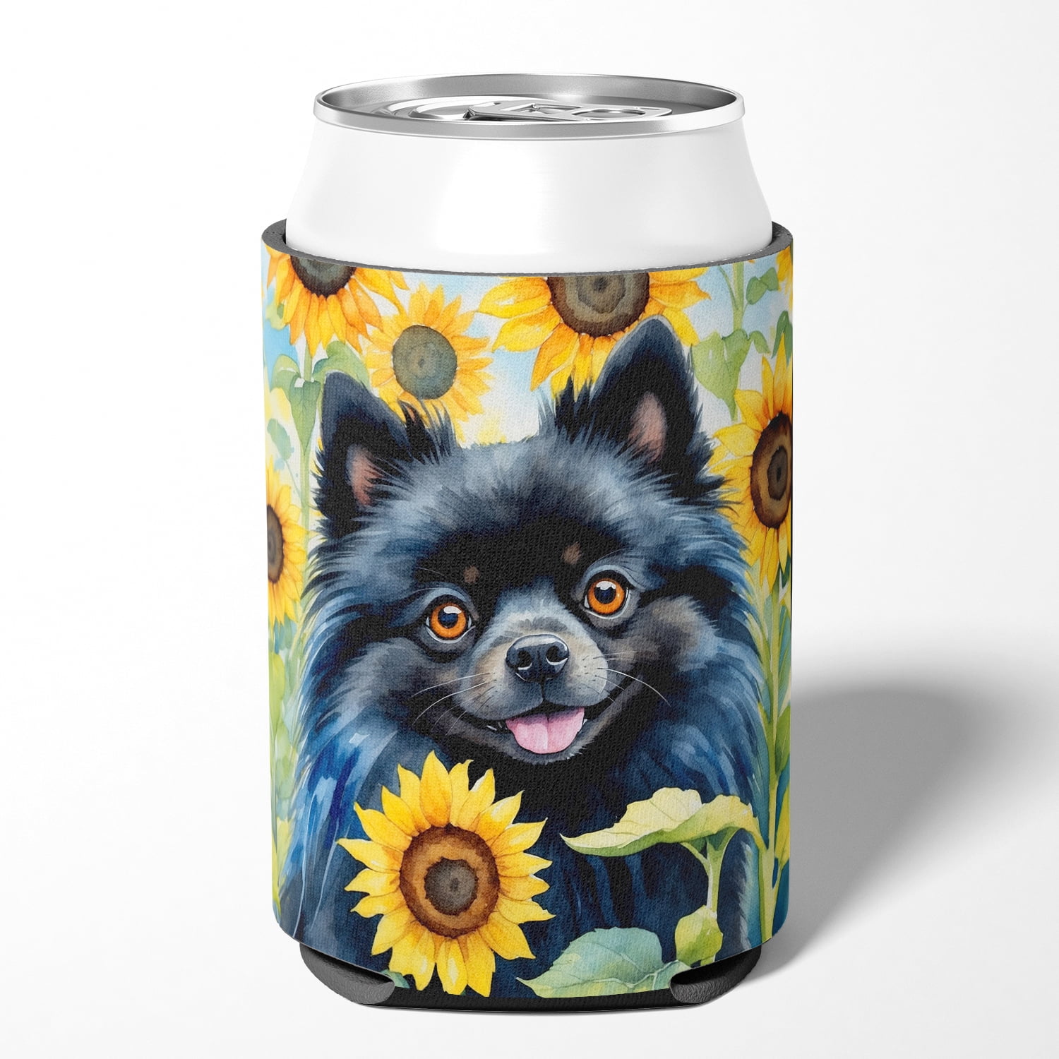 Pomeranian in Sunflowers Can or Bottle Hugger 3 in x 5 in