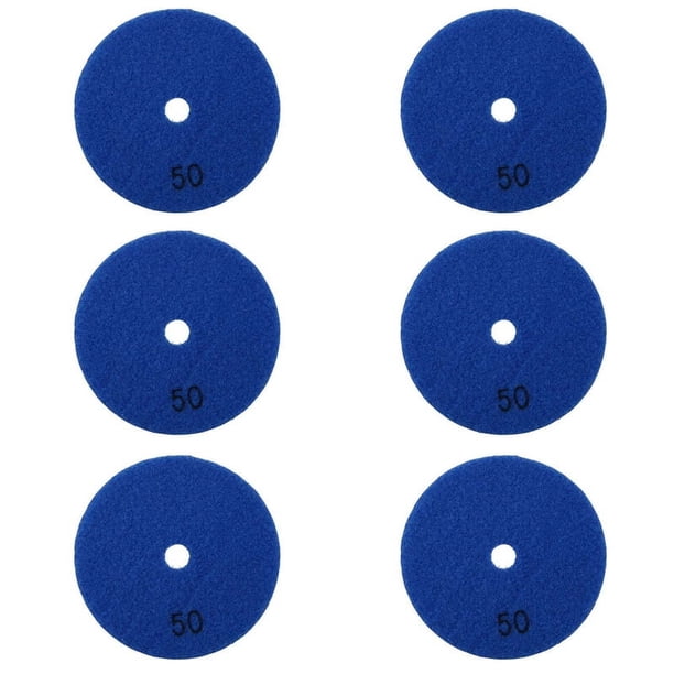 6 piezas de 4 pulgadas/100 mm, grano 50, almohadilla de pulido en seco de diamante, disco de lijado de resina flexible para mármol, disco pulidor de piedra cerámica