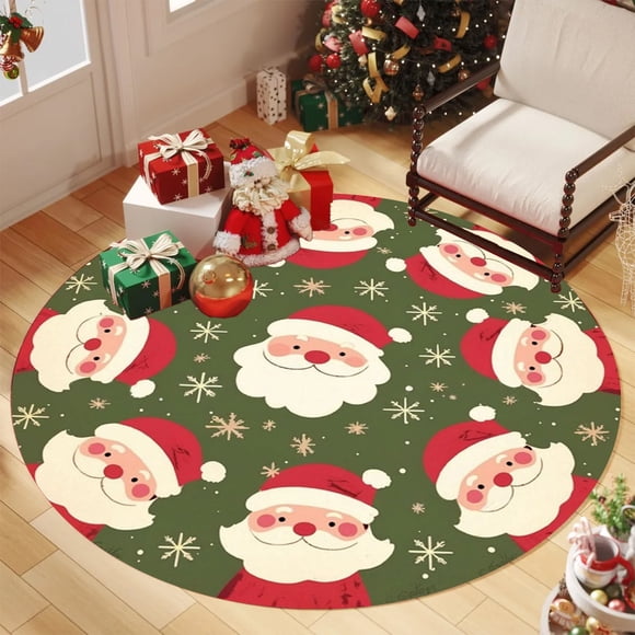 Tapete Circular Navideño Yhl250922003 | Alfombra de 60 Cm con Diseño de Copos de Nieve | Reverso Antideslizante de Vellón de Cristal Duradero | Alfombra para Entrada, Sala de Estar y Fiestas Navideña
