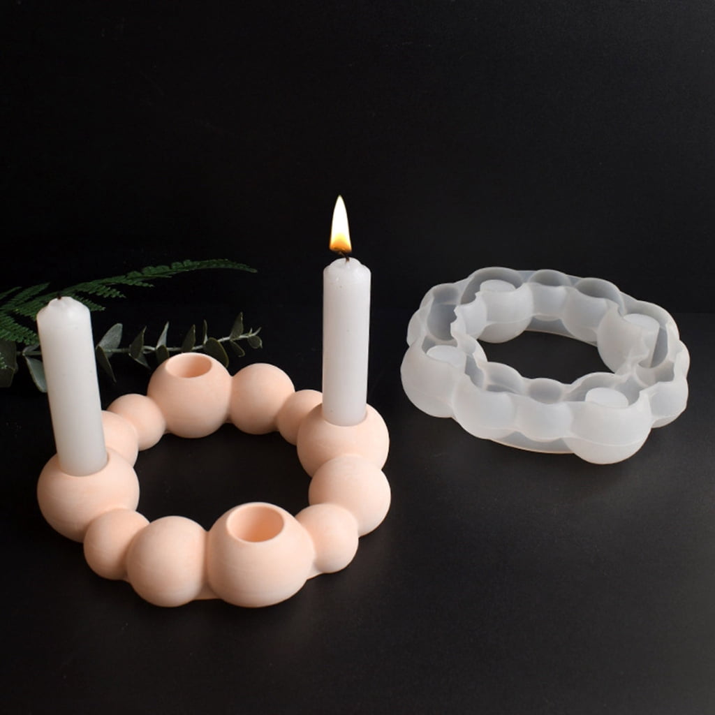 Aurgiarme Multifuntional Round Candle Holder Moulds Plaster Crafting Silicone Mold Suitable for Wedding and Home Decorations