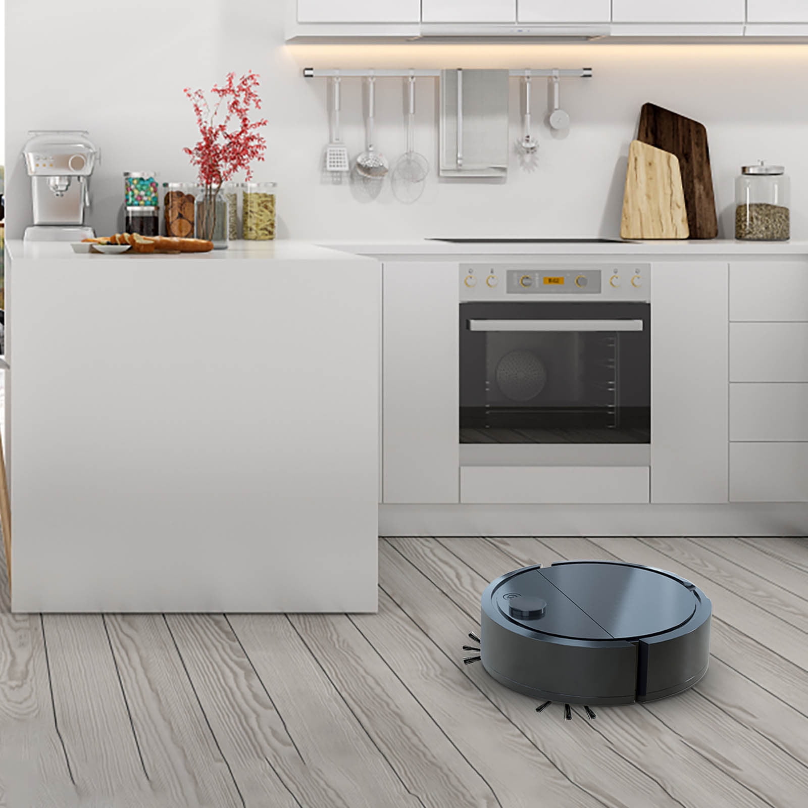 SPOORYYO Robot Vacuum And Mop Combo Mini 18x18x5.4cm 400mAh Lithium Battery 55db Quiet Operation Integrated Sweeping Suction Mopping Home Essentials