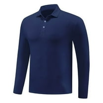 hotojiny Long Sleeve Shirts for Men Classic Solid Color Golf Shirts Stretchy Work Athletic Casual Collared Tops