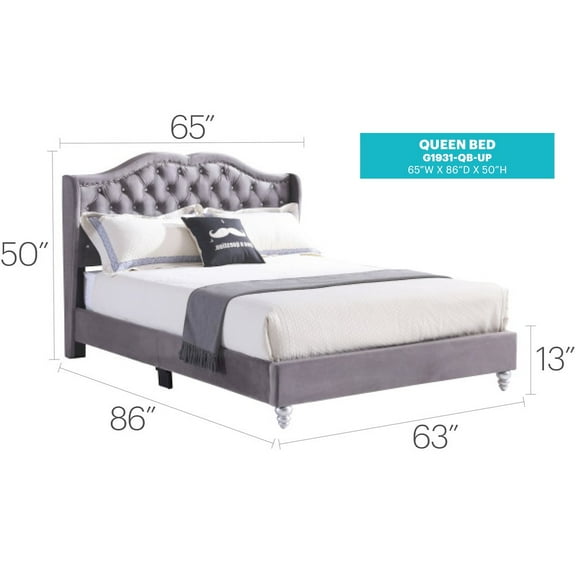 Glory Furniture Joy Full Bed in Gray Color