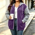 thumbnail image 2 of Women's Plus Size Zip Up Hoodie Color Block Long Sleeve Sweatshirt Jacket with Pockets for Fall Winter Outwear, 2 of 7