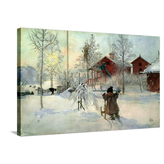 Art.com The Farmhouse and Washhouse Stretched Canvas Print Wall Art by Carl Larsson, 36" x 24"