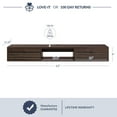 thumbnail image 5 of BELLEZE Modern Floating Wall Mounted 63 Inch TV Console With Built-In Shelf & Compartments, Space Saving Decorative Contemporary Media Storage, For Up To 100lbs - Langston (Espresso), 5 of 7