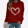 thumbnail image 2 of yoeyez Valentines Day Sweatshirt for Women Love Heart Graphic Tees Long Sleeve Raglans Baseball T Shirt Tops Cute Valentines Day Gifts Women Wine XXL, 2 of 3