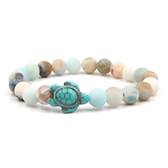 DESIGNICE Frosted Amazon Stone Bracelet, Turquoise, 7.4"
