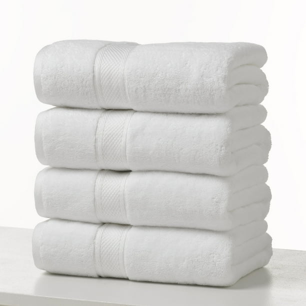 Hotel Luxury 4 Piece Optical White Bath Towel Set Walmart Com Walmart Com