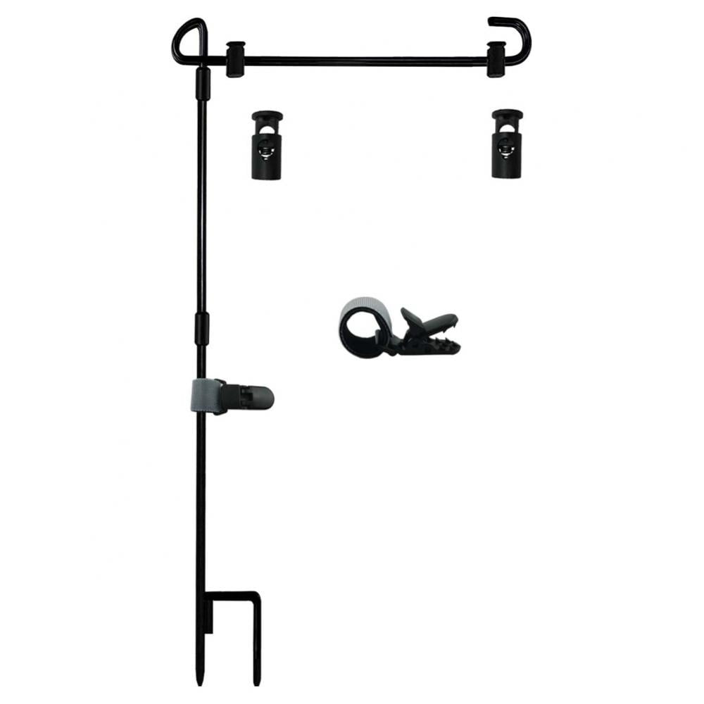 JST GAMEZ Garden Flag Stand Pole Holder with Garden Flag Stopper and Anti-Wind Clip for Premium Metal Wrought Iron Powder Coated Weather-Proof Painting Steel 1 Pack 