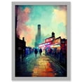 thumbnail image 1 of Brick Lane London 1960's Night Street Scene Oil Painting Artwork Framed Wall Art Print A4, 1 of 4