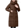 thumbnail image 2 of jtjvou Women Winter Long Parkas Pockets Thick Warm Hooded Down Coat Loose Puffer Jackets Brown L, 2 of 7