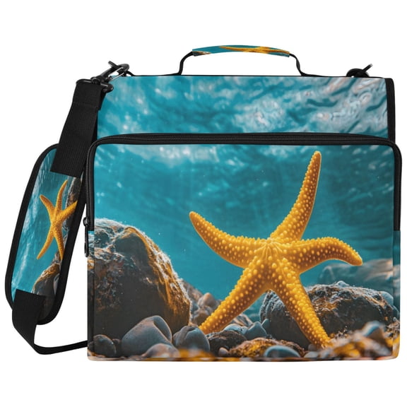 ALAZA Zipper Binder Starfish in Sea Pattern 2 inch 3 Ring 500 Sheet Capacity Trapper Keeper File Folder Organizer Bag