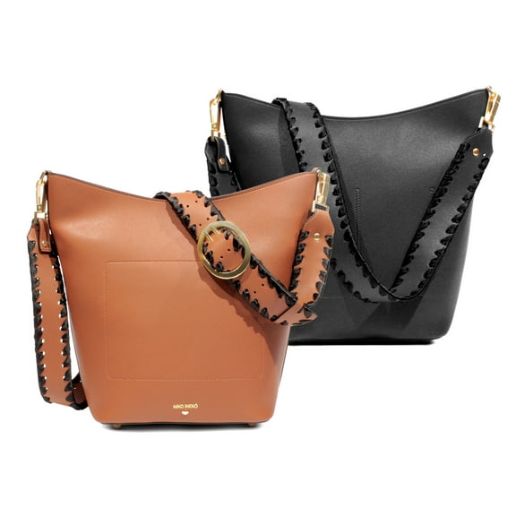 Ferwind Women's Bucket Shoulder Bag Kitty Snout Hardware Black