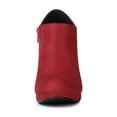 thumbnail image 2 of BLISSFUL STEP Women's Ankle Boots Faux Suede Round Toe Block High Heel Side Zipper Shoes Red 7, 2 of 8