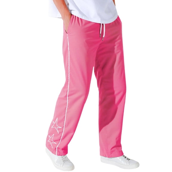 PIMSSY Men Pants Star Embroidery Men's Casual Loose Comfortable Sports Comfortable Street Pants Male Holiday Solid Color Slacks