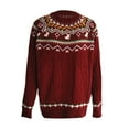 thumbnail image 3 of Vintage Christmas Sweaters for Women Long Sleeve Crewneck Loose Cable Knit Pullover Sweater Jumper Tops, 3 of 6