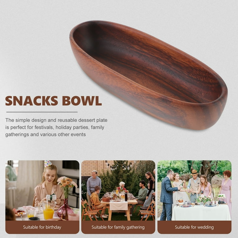Acacia Wood Tray Dried Fruit Plate Snack Salad Bowl Solid