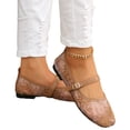 thumbnail image 4 of CHWshoes Women's Floral Lace Ballet Flats Mesh Sheer Square Toe Elegant Flat Shoes Brown Size 40, 4 of 7
