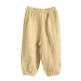thumbnail image 6 of Gubotare Baby Girls Pants Toddler Girl Summer Pants Long Bloomers Girls Lightweight Cotton Wide Leg Harem Pants Elastic Waist 4T 5T (Beige,4-5 Years), 6 of 8