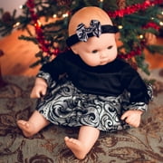 The Queen's Treasures 15 Inch Doll Clothes Designed For Use With Bitty Baby Dolls, Black Velvet and Silver Sparkle Party Dress with Matching Headband, Compatible with American Girl's Bitty Baby Twins.