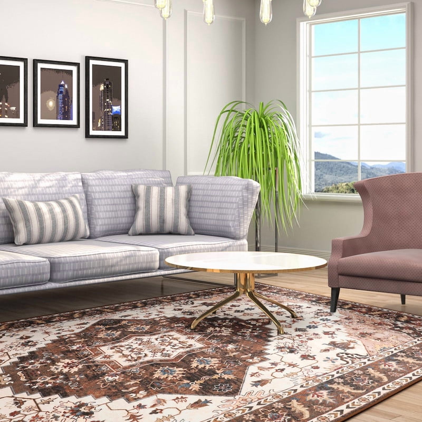 TWINNIS Area Rug for Living Room Persian Rug Vintage Boho Carpet for Bedroom,Brown,5'x8'