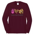 thumbnail image 1 of Peace Love Baseball Sports Mens Long Sleeve Shirt, Maroon, Small, 1 of 4