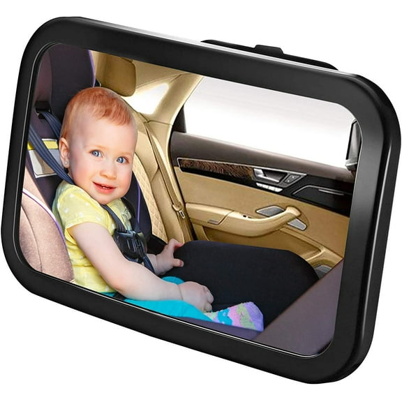 GJX  Detachable Backseat Baby Car Mirror  Clear Wide Angle View of Toddler Newborn, Infant or Children  Safe Accessory with Headrest Double Strap - 360 Degree Adjustable   Shatterproof Glass