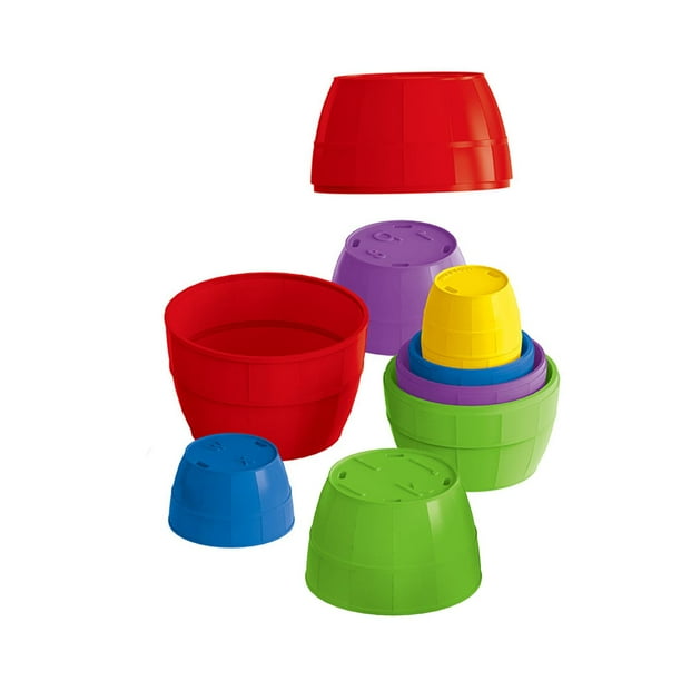 Baby Bear Set De 9 Vasos Apilables Educativos Con Números Y Letras – Juguete De Construcción Y Clasificación De Colores Para Bebés – Ideal Para Baño, Playa Y Casa