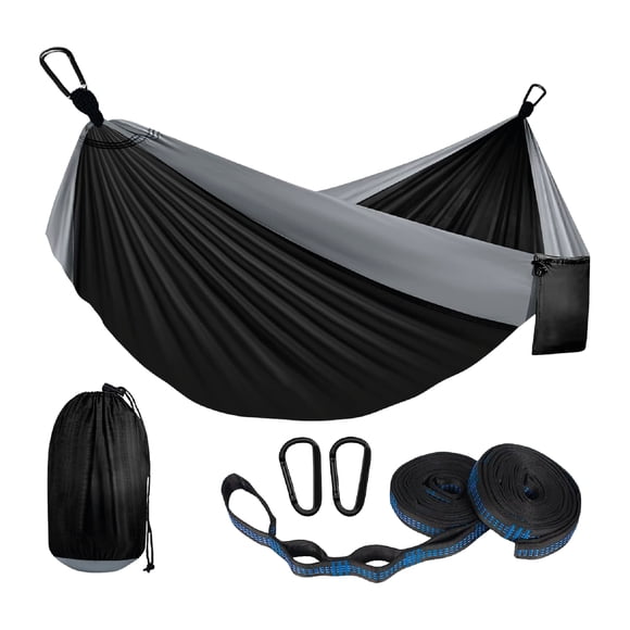 Hamaca Portátil The Finix Negra 275 x 109 cm Resistente con Correas y Bolsa para Camping