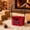 Red, variant on Handwoven Wood Strip Gift Basket with Handle Red and Dark Green Woven Basket for Holiday Snack Storage 11.6x6.3x4.3 In