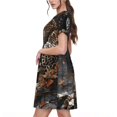 thumbnail image 2 of Balery Leopard On Tree Branch Vestidos sueltos de manga corta para mujer, vestidos de verano 2025, vestidos casuales de corte A con vuelo., 2 of 6