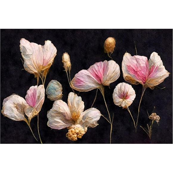 Trademark Fine Art Canvas Wall Art - Treechild 'Gentle Pink Dry flowers' Wall Art for Living Room, Bedroom, or Office Décor