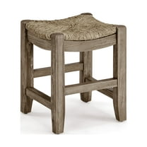 Alaterre Furniture Newport 18"H Wood Stool with Rush Seat