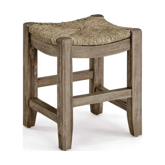 Alaterre Furniture Newport 18"H Wood Stool with Rush Seat
