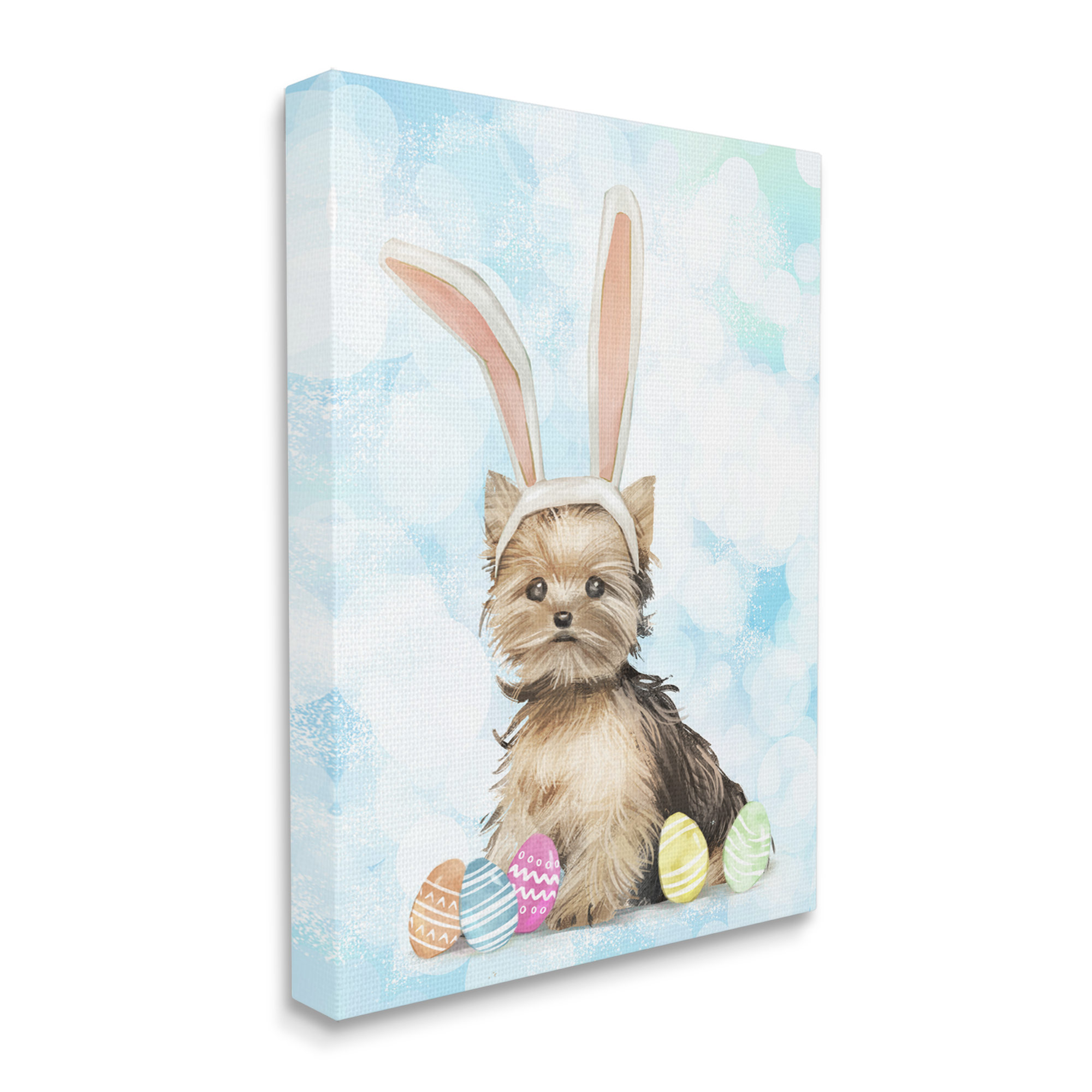 Stupell Industries Easter Yorkie Puppy Bunny Ears Patterned Eggs, 24 x 30,Design by Ziwei Li