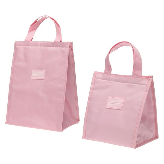 Insulated Lunch Bags, 2Pack 10"x6"x13" 8"x5"x9" Portable Containers Bag Pink